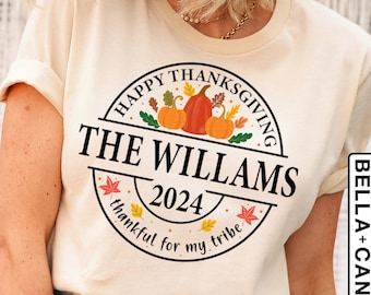 Custom Family Name Thanksgiving Matching Shirt, Thanksgiving Dinner Shirt, Cute Pumpkin Family Shirt, Personalized Thanksgiving Group Shirt