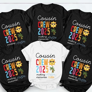 Neef crew 2025 zomervakantie strandshirt, gepersonaliseerd familiematching shirt, 2025 neef crew shirt, cadeau voor familie, familievakantie
