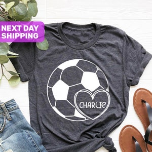 Customized Soccer Shirt, Personalized Soccer Heart Shirt, Personalized Soccer Ball Shirt, Soccer Team Shirt, Personalized Soccer Shirt