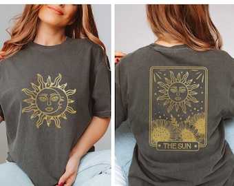 The Sun Tarot Card Mystical Shirt, Celestial Shirt Moon, Boho Mystic Comfort Colors® Shirt, Goblincore Shirt, Woman T-Shirt, Gift For Her