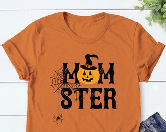 Momster Shirt, Mom Halloween Shirt, Cute Halloween Tee, Pumpkin Print Shirt, Halloween Shirt Mom, Women Fall Graphics, Trick Or Treat Shirt