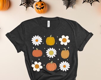 Fall Pumpkin Daisy Shirt, Thanksgiving Shirt, Cute Thanksgiving Tee, Autumn Shirt, Pumpkin Lover Tee Gift, Fall Women's Shirt, Floral Shirt