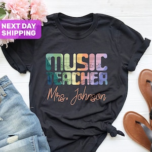 Custom Name Music Teacher Shirt, Personalized Teacher Shirt, Teacher Appreciation, Gift for Teacher Music Notes Teacher Shirt, Music Teacher