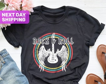 Rock And Roll Shirt, Music T-Shirt, Music Band Shirt, Motivational Shirt, Vintage Shirt, Christmas Gift For Music Teacher, Guitar Shirt