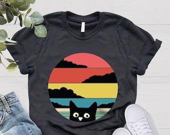 Cat Retro Funny T-Shirt, Vintage Cat Shirt, Cat Lover Shirt, Cat Mom Shirt, Kitten Cat Gift, Xmas Men's Shirt, Funny Cat Tee, Retro Gift Tee