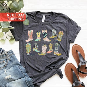 Cowgirl Boots Shirt, Country Concert Tee, Western Graphic Tee for Women, Cute Country Shirts, Cowgirl Shirt, Farm Shirt, Western Boots Shirt