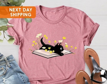 Cute Book Cat Shirt, Cat Shirt, Cute Reading Shirt,  Books Shirt,  Cute Cat Shirt,  Cat Tshirt, Reading Shirt,  Book Lover,  Book Lover Gift