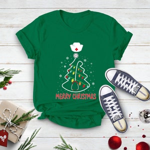Stethoscope Christmas Tree Shirt, Christmas Nurse Shirt, Stethoscope Nurse Tee, Stethoscope Tree Shirt, Gift for Doctor, Gift For Nurses