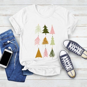 Christmas Trees Shirt, Christmas Tee, Christmas T-Shirt, Holiday Tee,Shirts For Christmas,Cute Christmas T-Shirt, Christmas Shirts for Women