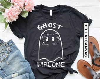 Unisex Ghost Malone Halloween T-Shirt, Women&#39;s Halloween Shirts, Trendy Halloween Shirts, Funny Halloween Shirts, Cute Ghost Halloween Shirt