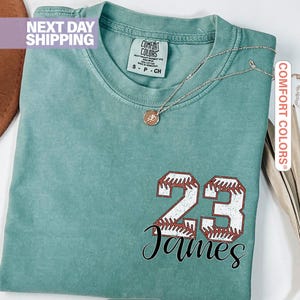 Camisa de beisebol personalizada com bolso, Baseball Comfort Colors®, camisa de beisebol personalizada com número, presente de beisebol, camiseta para torcedor de beisebol, camiseta esportiva para mãe