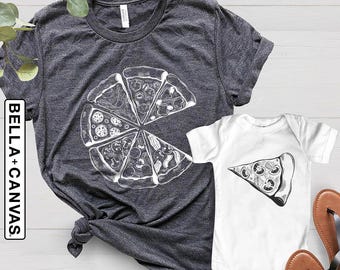 Maglietta divertente "Papà e io", magliette abbinate per papà e bambini, maglietta con pizza e fetta di pizza, mini outfit per la festa del papà, maglietta per papà e figlio, maglietta per papà e figlia.