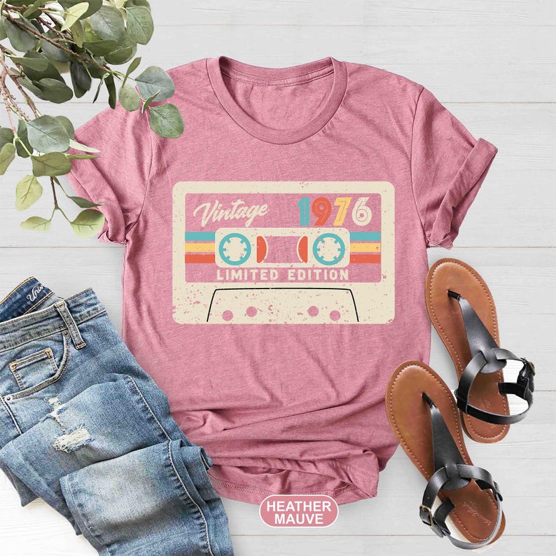 50th Birthday Shirt, Vintage 1976 Limited Edition Cassette T-Shirt, 1976 Birthday Shirt, 50th Birthday Gift For Women, 50th Birthday Men Tee image 4