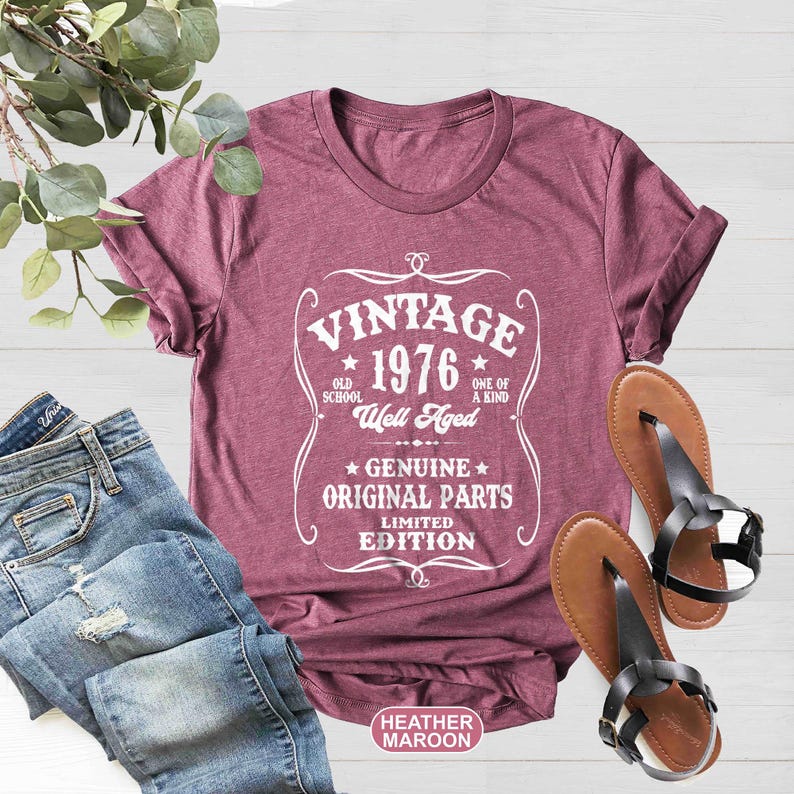 50th Birthday Shirt, Well Aged 1976 Tee, Vintage 1976 Shirt, Original Parts Shirt, Limited Edition Tee, 1976 Vintage Shirt, 1976 Retro Shirt image 5