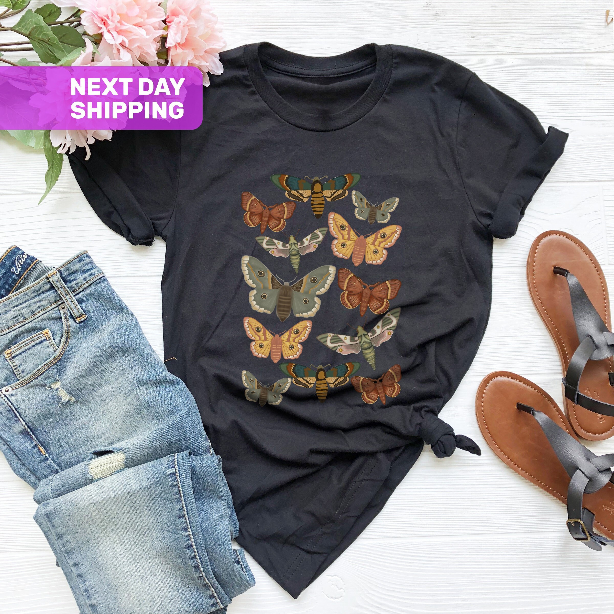 Butterfly Shirt, Moth Shirt, Cottagecore Shirt, Bug Shirt, Cottage Core Shirt, Christmas Gift For Women, Goblincore Tee, Dark Academia Shirt