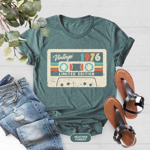 50th Birthday Shirt, Vintage 1976 Limited Edition Cassette T-Shirt, 1976 Birthday Shirt, 50th Birthday Gift For Women, 50th Birthday Men Tee image 3