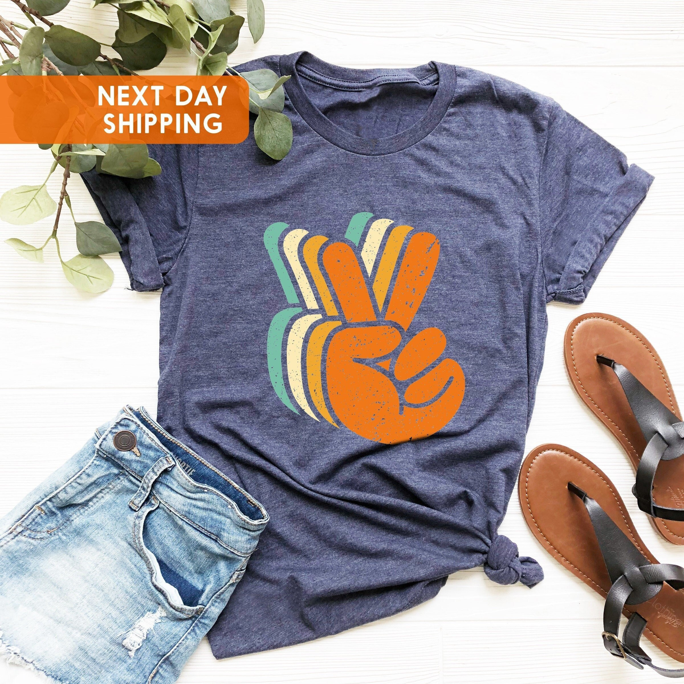Peace Sign T-shirt, Retro Peace T-shirt, Peace Hand Sign