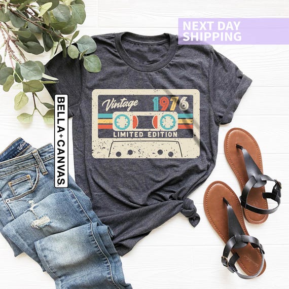 50th Birthday Shirt, Vintage 1976 Limited Edition Cassette T-Shirt, 1976 Birthday Shirt, 50th Birthday Gift For Women, 50th Birthday Men Tee