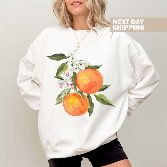 Vintage Orange Sweatshirt, Art Graphic Fruit Sweatshirt, Pastel Drawing Oranges Shirt, Foodie Vintage Graphic Shirt, Aesthetic Fruit Shirt