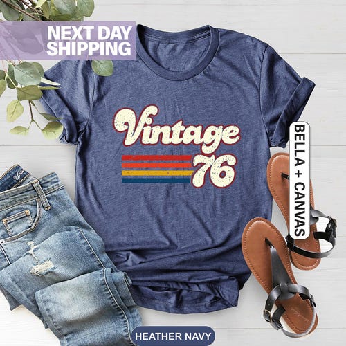 T-shirt cadeau d'anniversaire vintage 1976, style rétro, 50e anniversaire pour femme, T-shirt vintage 1976, 50e anniversaire, cadeau 50e anniversaire, cadeau père