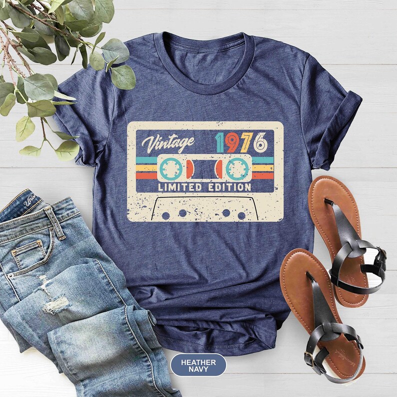 50th Birthday Shirt, Vintage 1976 Limited Edition Cassette T-Shirt, 1976 Birthday Shirt, 50th Birthday Gift For Women, 50th Birthday Men Tee image 2