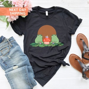 Frogs Drinking Tea Mushroom Shirt, Frogs Lovers Tee, Nature Lover Shirt, Mushroom Lover Shirt, Frogs With Mushroom Shirt, Fungus Fungi Shirt