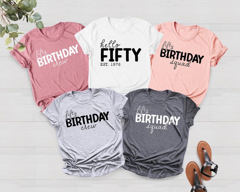 Benutzerdefinierte Hello Fifty Est 1976 Geburtstag Shirt, Hello Fifty Geburtstag Squad Shirts, Geschenk für Frauen, 50 Geburtstag Shirt, Fifty Crew Bild 1