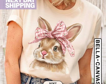 Easter Bunny Shirt, Retro Easter Shirt, Coquette Bow Bunny Shirt, Easter Bunny Shirt, Cute Bunny Easter Day Gift, Bunny Tee Shirt