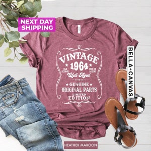 61st Birthday Shirt For Men - 'Vintage 1964 Aged To Perfection' Graphic Tee - Custom Year & Color - View #2