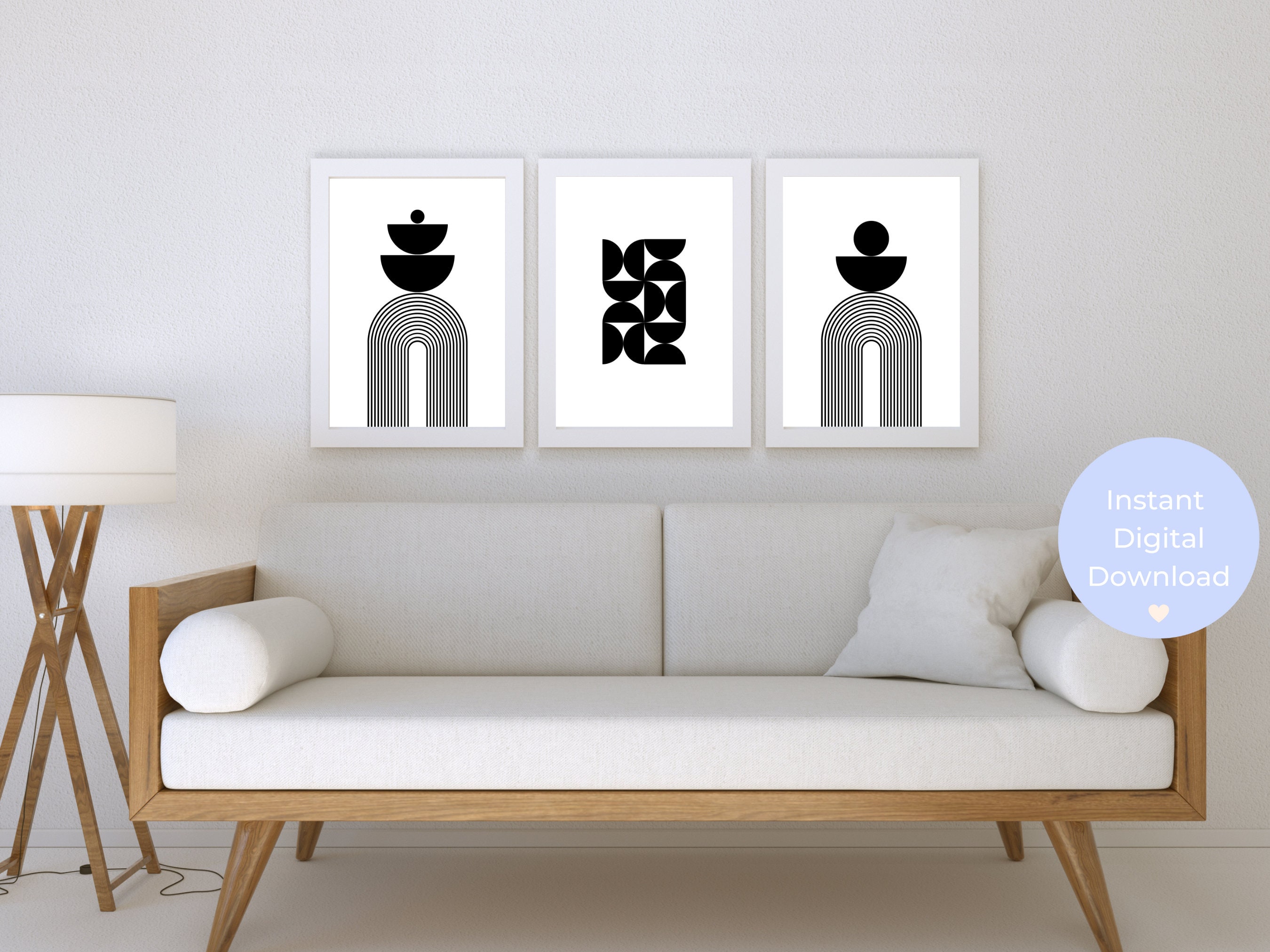 Modern Abstract Wall Art Black and White Decor Prints Living Room Art ...