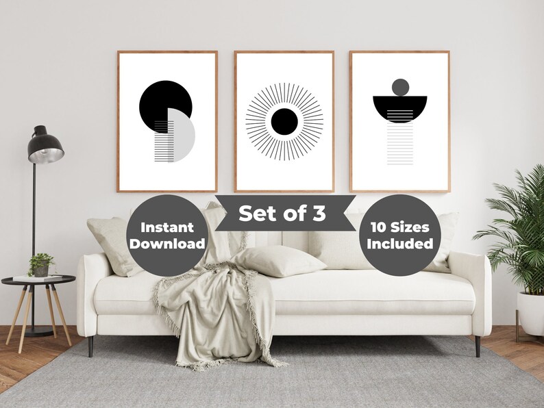 Black Grey Wall Art Black White Decor Wall Art Prints Living Room Art