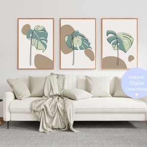 Set of 3 Boho Wall Prints, Boho Wall Art, Sage Green Wall Prints, Green Wall Decor, Boho Prints, Sage Green, Black, Beige, Boho Wall Decor