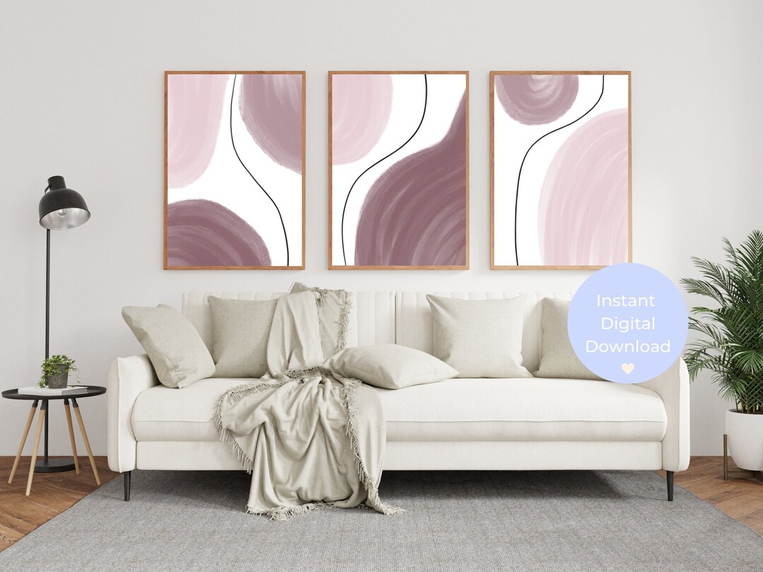 Neutral Abstract Wall Art Painting, Set of 3 Prints, Cream, Beige, Grey