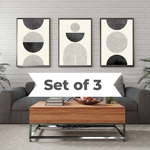 Geometric Wall Art Black and White Decor Watercolor Wall Art Prints Living Room Art Wall Decor for bedroom Black and White Prints Set of 3