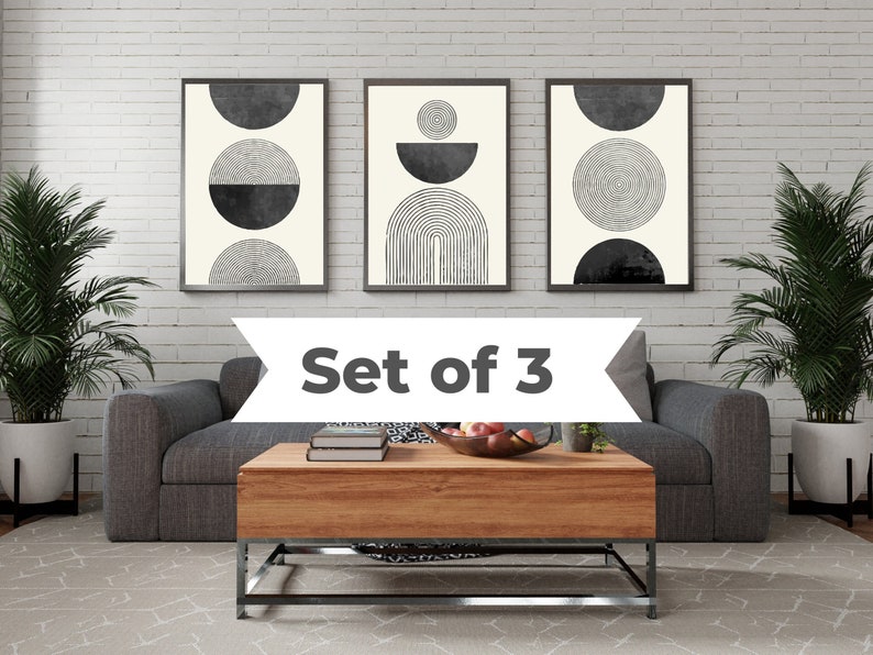 Geometric Wall Art Black and White Decor Watercolor Wall Art Prints