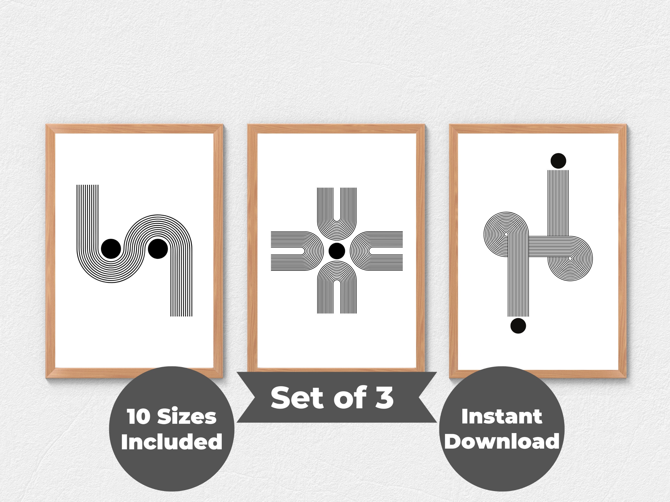 Black and White Wall Line Art Black and White Decor Stripe Wall Art