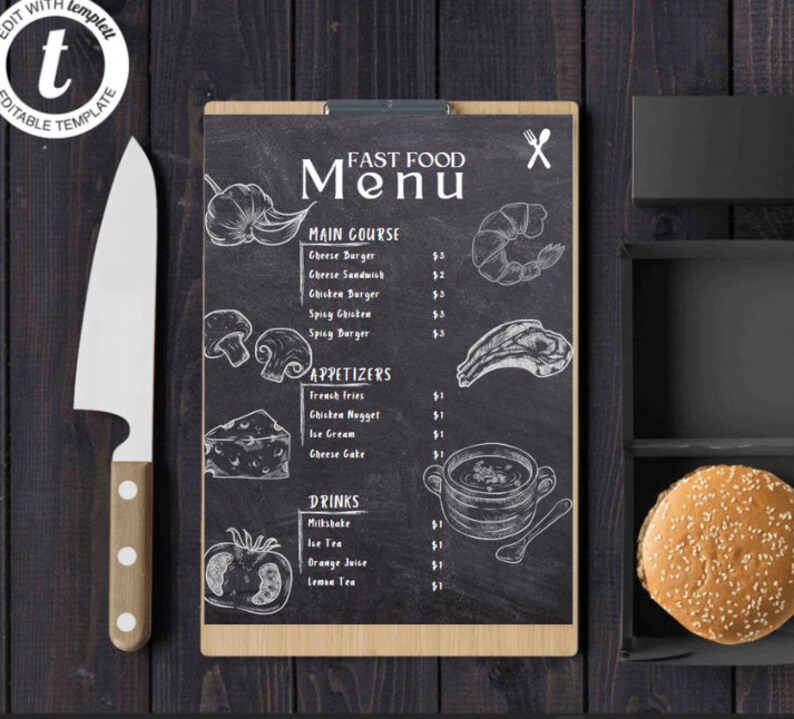 Minimalist Restaurant Menu Template, Simple Menu Template, Restaurant