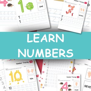 Numbers Tracing Worksheets –  Printable PDF, Preschool Math Activity, Number Writing Practice, Kids Homeschool Sheets 11 sheets