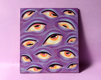 Alien eyes original acrylic painting - goat eye painting - psy wall art & home decor - trypophobia art