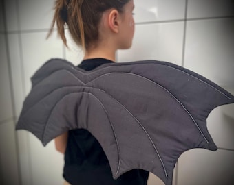Handmade Child's Quilted Bat Wings, 100% Cotton Dress Up Costume, Wire-Free Toddler Halloween Batwings, Kids Vampire Cosplay Photo Prop
