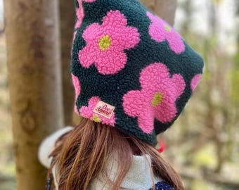 Child's Reversible fleece Pixie Hat, pixie hood, Teddy Bear Fleece, Folk Style, elf hat, gnome hat, various colours