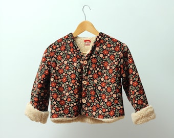 Child's Floral Corduroy Jacket with Teddy Bear Fleece Lining