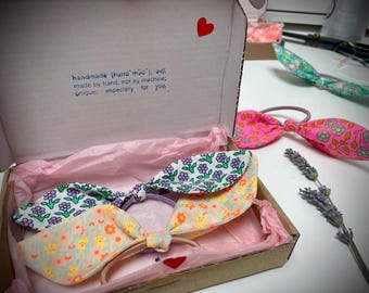 Organic Cotton Hair Bow Gift Box, Eco-Friendly Handmade Hair Accessories, Sustainable Stocking Filler