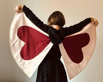 Child's Queen of Hearts Wings, Sustainable Cotton Dress Up, Ages 4-7