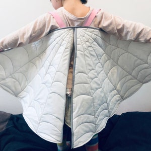 Childs Ghost Spider wings, ghost web wings,  girls super hero wings, quilted cotton dress up costume for imaginative play.