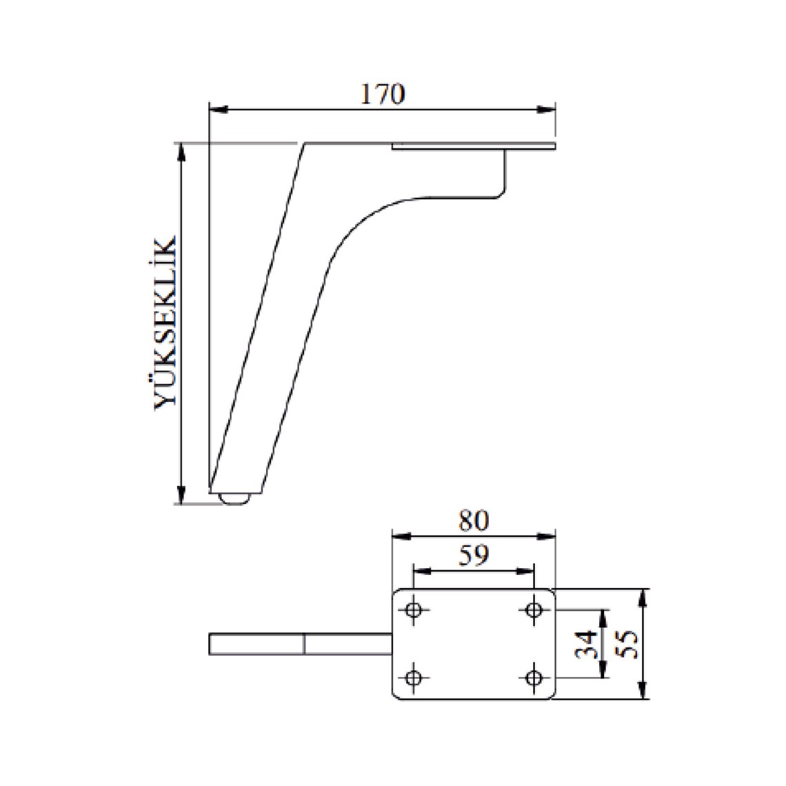 Set of 4 Furniture Leg, Gold Bench Leg, Black Furniture Leg, Modern