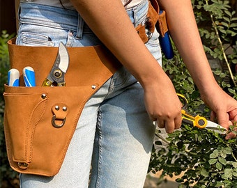 Ceinture à outils pour fleuriste, ceinture à outils de jardin, ceinture de ferme, pochette pour bandoulière, ceinture à outils florale + porte-marteau, sac à outils, sac de jardinier, cadeau de Pâques pour fleuriste