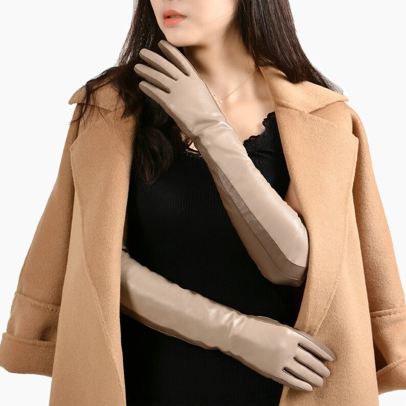 Ladies Long Leather Gloves Handmade Opera Gloves Gloves Vintage Gloves