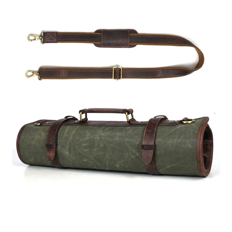 Professional Chefs Roll Bag, Premium Quality Leather High Density Waxed