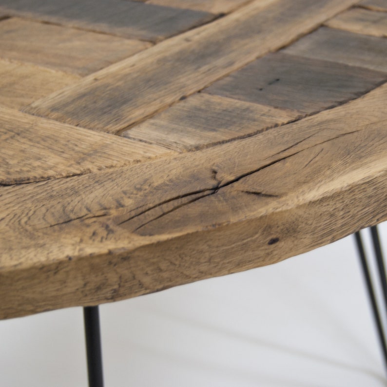 Rustic Oak Parquet Round Coffee Table Etsy